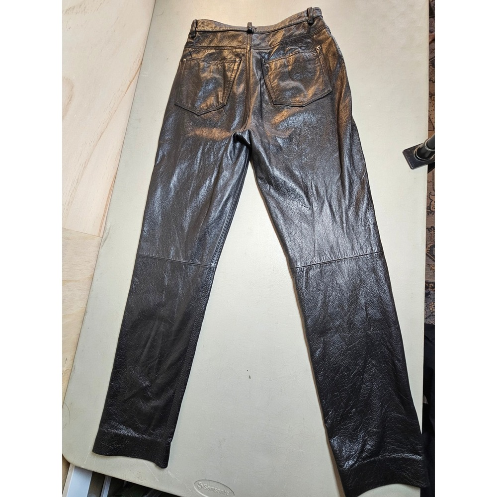Wilsons Leather Maxima Black Leather Pants Womens 8 Y2K Straight Leg High Rise - Picture 8 of 13